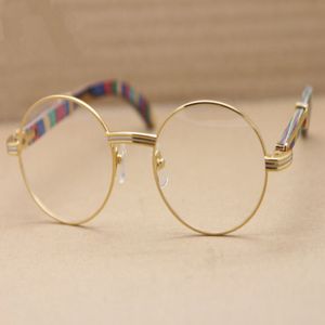 Vintage Optiska glasögonram rund ram Påfågel Träglasglasögon Ramglas för män Kvinnor Myopia -ramar 55mm med orignalfodral 222E