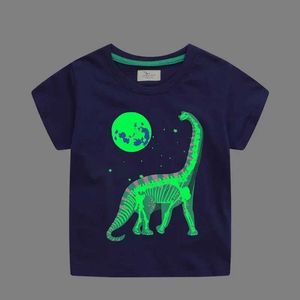 T-shirty Dzieci Luminous Cartoon Dinosaur T-shirt 2-7 lat 100% bawełniane dziecko chłopię