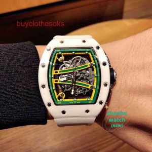 RM Watch Date Luxury Mens Mechanical Watch Business Leisure RM61-01 Helautomatisk vit keramisk fodral Tejp Trend Swiss Movement Wristwatches