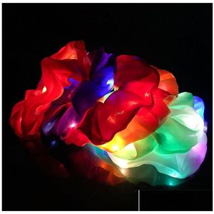 Hårtillbehör LED Lysande band Scrunchies Kvinnor Girls Headwear Rope Simple Wrist Band Rings gummi 20st Drop Delivery Products T DHQG8