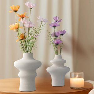 Vaser keramiska beige blomma vas elegant dekorativ minimalistisk modern för mittstycken vardagsrum