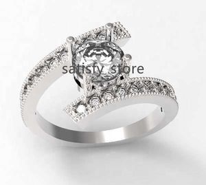 Silver 1 Ct Moissanite Diamond Ring العصرية الفاخرة الرومانسية زفاف الخواتم المصنوعة يدويًا مجوهرات أفضل مبيعًا للسيدات النقية Zircon 10012