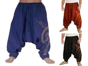 Homens elegantes amarrar as calças de calça de calça tornozelo amarrado as calças folgadas de harém de longa harém17643639986212