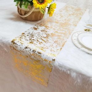 Party Decoration Sparkle Metallic Gold Thin Table Runners Gold/Silver Sequin Glitter Foil Mesh Roll Wedding Year Decora