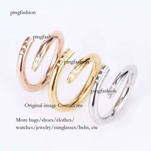 Gioielli di design ad anello per unghie Love per donne uomini cristallo in acciaio in acciaio sier accessori di moda oro rosa non si sbiadiscono mai en ping