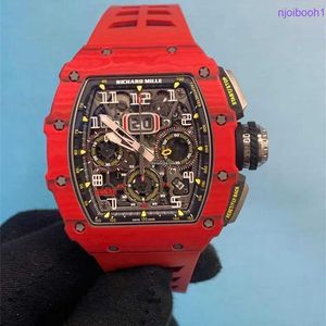 RM Designer Watch RM 11-03 NTPT Red Devil Men's Series Carbon Fiber Automatic Mechanical Safety Card Men's Watch