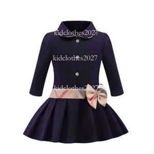 Baby Girls sukienka Lapel College Wind Long Rękaw plisowana koszulka polo spódnica dla dzieci swobodne designerskie ubrania dla dzieci ubrania