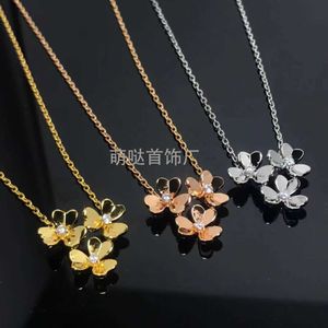Classic Elegant Design Vanly Necklace for lovers Flower High 925 Silver Petals Full Diamond Chain Lucky Y2IH