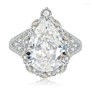 Cluster Rings Imported High Carbon Diamond White G Color 10 14mm Pear Shaped Large Water Drop Ring From Europe And
