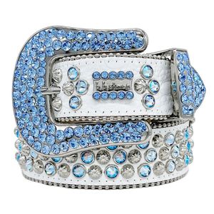 Designer BB Simon Gürtel für Männer Frauen glänzender Diamantgürtel schwarz auf schwarz blau weiß mehrfarbig mit Bling -Strass als Geschenk 235f