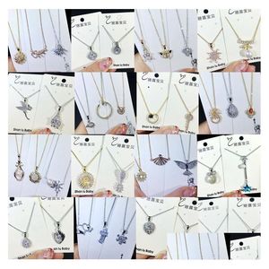 Pendant Necklaces Mixed Style Korean Luxury Cubic Zirconia Cz Crystal Diamond Charm Sier Plated Choker Chain For Women Jewelry In Drop Dh8Nm