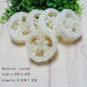 about 6-7 5cm in diameter is about 1 9cm round 150PCS Lot Natural Loofah Luffa Loofa Pad Spa Bath Facial Soap Holder Dropshipping 233w