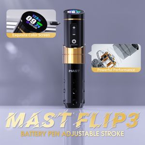 Mast Flip 3 Wireless Tattoo Gun 7 Adjustable Strokes Rotary Pen Machine 2000mAh Battery WQP-257