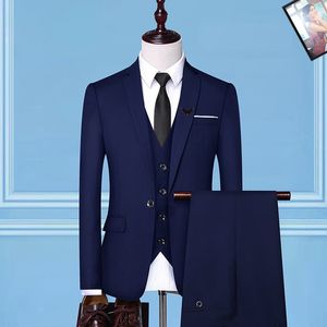 Ternos masculinos Blazers 3 peças Black elegante Sapatspants Marca Slim Fit Button Button Party Formal Business Suit Terno Terno For Men#W2