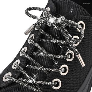 Schuhteile 1pair/2pcs Strass -Spitze Luxus Diamant Shoelace Helles Schnur Kreuz Bordgurt DIY Draw String