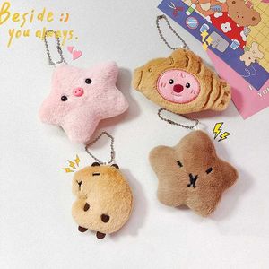 Plush Keychains Kaii Plush Capybara Keychain Cartoon Star Squeezed Toy Animal Keychain Cute Bag Pendant Decoration Childrens and Girls Gift S2452802