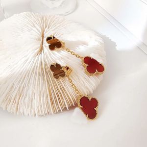 Luxury quality charm drop earring with nature red agate and tiger eye stone dangle in 18k gold plated have box stamp V3