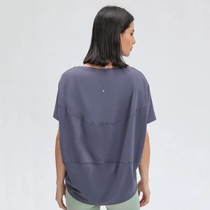 Kvinnor Yoga kort ärm Loose Blue Sports Top Casual Running Fitness Soft Breatble Fabric T-shirt för Summer 5 Colors DS079