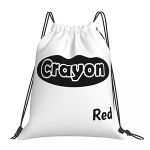 Backpack A Funny Green Red Thing From Crayon Backpacks Fashion Portable Drawstring Bags Sports Bag Book For Travel Students