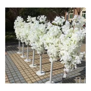 Decorative Flowers & Wreaths Wedding Decoration 5Ft Tall 10 Piece/Lot Slik Artificial Cherry Blossom Tree Roman Column Road Leads Fo D Dh1M7