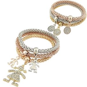 Charm Bracelets Fashion Elastic 3 Colors Pieces Set Circle Girl Bangle Male Female Crystal For High Quality Jewelry Drop Delivery Dhffa