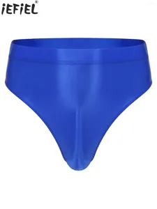 Women's Panties Mens Solid Color Glossy High Waist Thong Briefs Elastic Waistband Underpants Underwear Swimwear