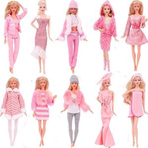 Doll Apparel 1 pink Bjd doll costume fashionable jacket pants dress suitable for 30cm and 11.8-inch Bjd dolls gift Bjd doll accessories mini items Y240529