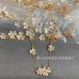 High luxury brand jewelry designedVanly Necklace for lovers Gold Plated New Advanced Clover Fashion Full Diamond Elegance 8SI8