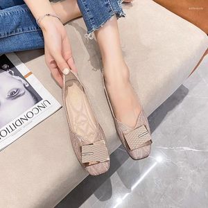 Casual Shoes Microfiber Women Solid Ballerina Flats Plus Size 31-46 Office Ladies Square Button French Espadrilles Toe Moccasins