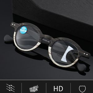 Sunglasses Retro Wood Grain Progressive Multi-focus Reading Glasses Men Women Anti-blue Light Far And Near 1 0 1 5 2 0 To 4 0Sunglasses 256e
