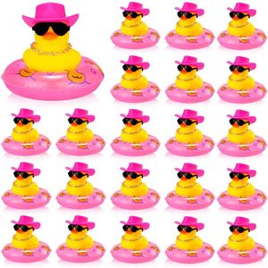 12/24/36PC Cowboy Rubber Bulk Mini Yellow Duckies Bath Toys Party Favor with Necklace Sunglasses Duck Car Dashboard L2405