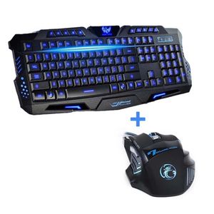 EST Tri-Color USB LED LED LAPTOP LAPTOP GAMER TECLADOR MOUSE COMBO OPTICAL PROFISSIONAL 7 BOTÃO 5500 DPI Camundongos 240529