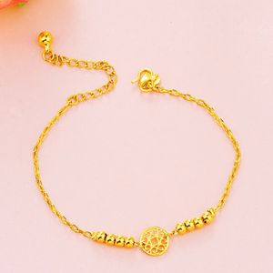 Fine Jewelry Real 18K Gold Hollow Cylinder Anklet for Women Solid 999 Anklet Chain Engagement Birthday Wedding Gifts 240529