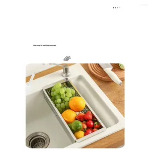 Kitchen Storage Stainless Steel Drain Filter Multi-purpose Sink Vegetable Drainer Shelf Household Restaurant Rack