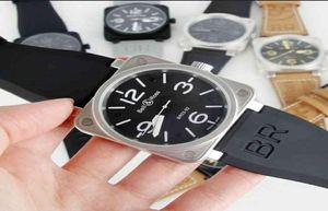 Nowe zegarki męskie gumowy dzwon Automatyczne mechaniczne mechaniczne wiatr Edition Aviation Power Ross Watch Rozmiar 43 mm 22 kolory7228258