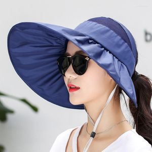 Weitkrempeln Hats Beach Visor Frauen Kapelle faltbare Sommer Blumener leerer Top Hut UV -Schutz Große Schalenform verstellbare EloB22 245m