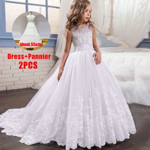 2024 Girls Christmas Dress White Pink Bridesmaid Kids Clothe Baby Children Long Princess Party Wedding Evening 10 12 Y Vestidos