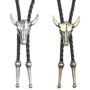 Hals Krawatten modische Herren Leder Bullhead Bolo Krawatte Halskette Schmuck Retro Western Cowboy Herren Geschenk Halskette Herren Accessoires Q240528