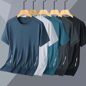 Men's Summer Ice Silk Short Sleeved T-Shirt Thin Casual Sports Fitness Training Versatile Loose Sweatshirt Quick Drying Clothes