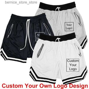 Shorts masculinos de basquete masculino de basquete elástico corda elástica malha de malha de bolso casual shorts esportivos lisos personalizados q240529