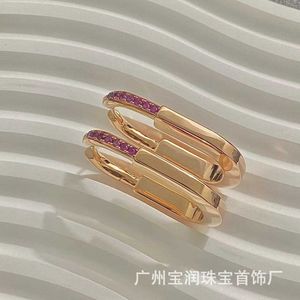 Designer Brand Lock Pink Diamond 18K Rose Gold Earrings High Edition Fashion and End