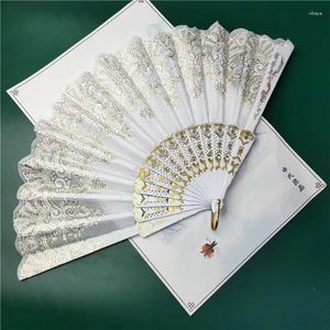 Decorative Figurines Stamped Spanish Props European Style Gold Painted Fan Bone Folding Lolita Hand Made Dance Wing Chun