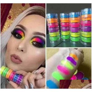 Eye Shadow In Stock Eyeshadow Powder 6Colors Neon Set Beauty Eyes Cosmetics Makeup 6Pcs Kit Diy Nail Art Drop Delivery Health Dhjwa