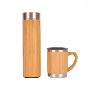 Water Bottles Vacuum Stainless Steel Bamboo Thermal Insulation Cup Office Business Tea Shell Car Coffee