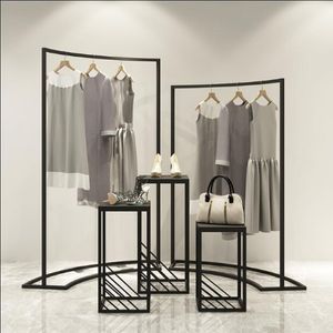 Hänger rack klädbutik display rack i ö skåp kvinnors butik horisontell bar järnkonst 300W