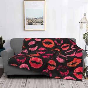 Blankets Beautiful Red And Pink Lips Fleece Printed Portable Soft Throw Blanket For Sofa Bedroom Plush Thin Quilt