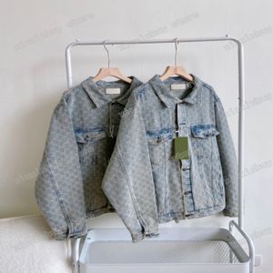 xinxinbuy Designers Coats Jackets Men Women Jacquard letter paris Denim Lapel Neck blue M-2XL 1785