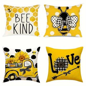 Подушка 1pc Set Set Bee Letter Graphic Cover без наполнителя мультфильм милый бросок для гостиной домашний декор 18 18 дюймов