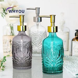 Liquid Soap Dispenser WHYOU 350ML Glass Bottle Hand Washing Emulsion Retro Bathroom Decoration Accessories
