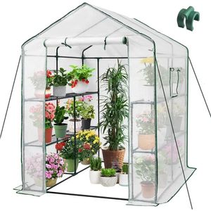 Gardening 8 Shelves Prefabricated House Housing PE Cover Home Garden 56 X 56 X 75 Greenhouses for Outdoors Greenhouse Supplies 240528